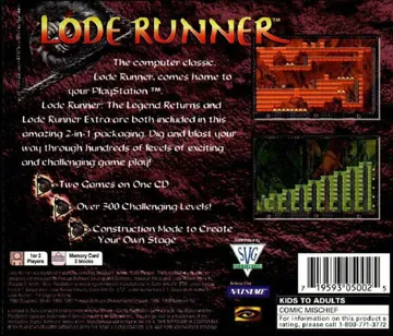 Lode Runner (US) box cover back